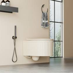 MISKA WC WISZĄCA RIMLESS LUMA-CAP-RIM-03 CAPPUCCINO RYFLOWANA DESKA WOLNOOPADAJĄCA DUROPLAST LUMA-CAP-RIM-03