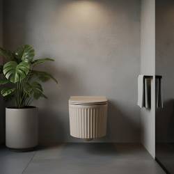 MISKA WC WISZĄCA RIMLESS LUMA-CAP-RIM-03 CAPPUCCINO RYFLOWANA DESKA WOLNOOPADAJĄCA DUROPLAST LUMA-CAP-RIM-03