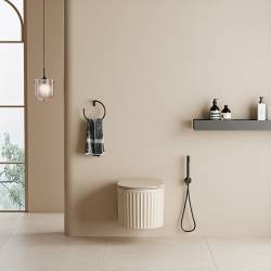 MISKA WC WISZĄCA RIMLESS LUMA-CAP-RIM-03 CAPPUCCINO RYFLOWANA DESKA WOLNOOPADAJĄCA DUROPLAST LUMA-CAP-RIM-03