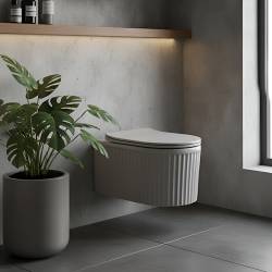 MISKA WC WISZĄCA RIMLESS LUMA-MTGR-RIM-03 SZARY MAT RYFLOWANA DESKA WOLNOOPADAJĄCA DUROPLAST LUMA-MTGR-RIM-03