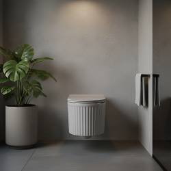 MISKA WC WISZĄCA RIMLESS LUMA-MTGR-RIM-03 SZARY MAT RYFLOWANA DESKA WOLNOOPADAJĄCA DUROPLAST LUMA-MTGR-RIM-03