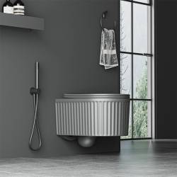 MISKA WC WISZĄCA RIMLESS LUMA-MTGR-RIM-03 SZARY MAT RYFLOWANA DESKA WOLNOOPADAJĄCA DUROPLAST LUMA-MTGR-RIM-03