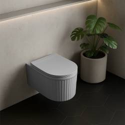 MISKA WC WISZĄCA RIMLESS LUMA-MTGR-RIM-03 SZARY MAT RYFLOWANA DESKA WOLNOOPADAJĄCA DUROPLAST LUMA-MTGR-RIM-03