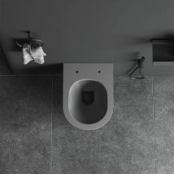 MISKA WC WISZĄCA RIMLESS LUMA-MTGR-RIM-03 SZARY MAT RYFLOWANA DESKA WOLNOOPADAJĄCA DUROPLAST LUMA-MTGR-RIM-03