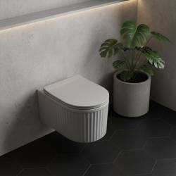 MISKA WC WISZĄCA RIMLESS LUMA-MTGR-RIM-03 SZARY MAT RYFLOWANA DESKA WOLNOOPADAJĄCA DUROPLAST LUMA-MTGR-RIM-03