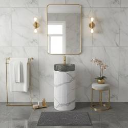 PODSTAWA UMYWALKOWA CERAMICZNA MARMUROWA RYFLOWANA TOWER-MAR-730 BIAŁA TOWER-MAR-730