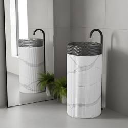 PODSTAWA UMYWALKOWA CERAMICZNA MARMUROWA RYFLOWANA TOWER-MAR-730 BIAŁA TOWER-MAR-730
