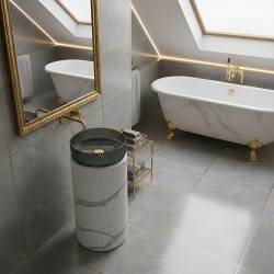 PODSTAWA UMYWALKOWA CERAMICZNA MARMUROWA RYFLOWANA TOWER-MAR-730 BIAŁA TOWER-MAR-730