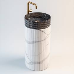 PODSTAWA UMYWALKOWA CERAMICZNA MARMUROWA RYFLOWANA TOWER-MAR-730 BIAŁA TOWER-MAR-730
