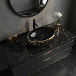 UMYWALKA NABLATOWA CERAMICZNA OWALNA CARI-BL-GL-MOD4-600 CZARNA CARI-BL-GL-MOD4-600