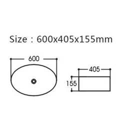 UMYWALKA NABLATOWA CERAMICZNA OWALNA CARI-BL-GL-MOD4-600 CZARNA CARI-BL-GL-MOD4-600