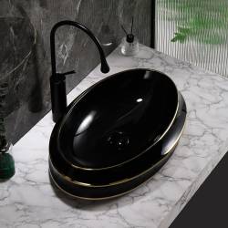 UMYWALKA NABLATOWA CERAMICZNA OWALNA YOKO-BL-GL-LN-600 CZARNA YOKO-BL-GL-LN-600