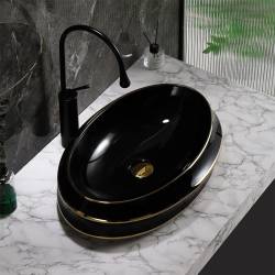 UMYWALKA NABLATOWA CERAMICZNA OWALNA YOKO-BL-GL-LN-600 CZARNA YOKO-BL-GL-LN-600