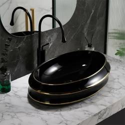 UMYWALKA NABLATOWA CERAMICZNA OWALNA YOKO-BL-GL-LN-600 CZARNA YOKO-BL-GL-LN-600
