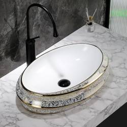 UMYWALKA NABLATOWA CERAMICZNA OWALNA YOKO-WH-MOD5-GL-600 BIAŁA YOKO-WH-MOD5-GL-600