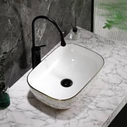 UMYWALKA NABLATOWA CERAMICZNA PROSTOKĄTNA MILO-WH-MOD1-455 BIAŁA MILO-WH-MOD1-455
