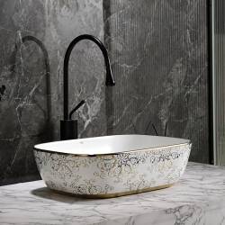 UMYWALKA NABLATOWA CERAMICZNA PROSTOKĄTNA MILO-WH-MOD1-455 BIAŁA MILO-WH-MOD1-455