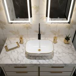 UMYWALKA NABLATOWA CERAMICZNA PROSTOKĄTNA MILO-WH-MOD1-455 BIAŁA MILO-WH-MOD1-455