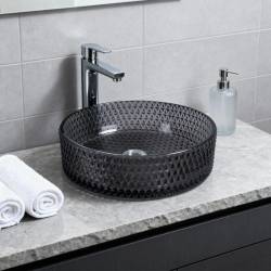 UMYWALKA NABLATOWA SZKLANA OKRĄGŁA BRILLANT1-BL-360 CZARNA BRILLANT1-BL-360
