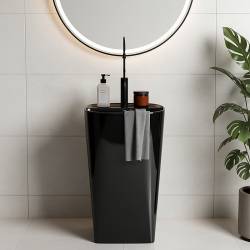 UMYWALKA WOLNOSTOJĄCA CERAMICZNA OWALNA CLARO-BL-490 CZARNA CLARO-BL-490