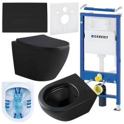 ZESTAW PODTYNKOWY WC STELAŻ GEBERIT DUOFIX MISKA MIZU-MTB-RIM-03 PRZYCISK DELTA 50 CZARNY MAT