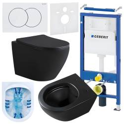ZESTAW PODTYNKOWY WC STELAŻ GEBERIT DUOFIX MISKA MIZU-MTB-RIM-03 PRZYCISK DELTA 01 BIAŁY