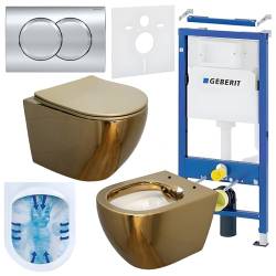ZESTAW PODTYNKOWY WC STELAŻ GEBERIT DUOFIX MISKA MIZU-GL-WH-RIM-03 PRZYCISK DELTA 01 CHROM