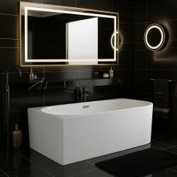 HYDROSAN WANNA WOLNOSTOJĄCA MERA2-509C2-L-P-GRBR BIAŁA PRZELEW SZCZOTKOWANA STAL