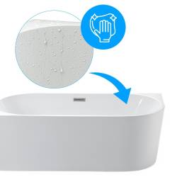HYDROSAN WANNA WOLNOSTOJĄCA MERA2-509C2-L-P-GRBR BIAŁA PRZELEW SZCZOTKOWANA STAL