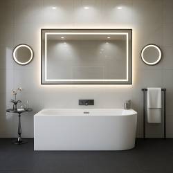 HYDROSAN WANNA WOLNOSTOJĄCA MERA2-509C2-L-P-GRBR BIAŁA PRZELEW SZCZOTKOWANA STAL