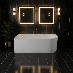 HYDROSAN WANNA WOLNOSTOJĄCA MERA2-509C2-L-P-GRBR BIAŁA PRZELEW SZCZOTKOWANA STAL