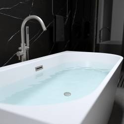 HYDROSAN WANNA WOLNOSTOJĄCA MERA2-509C2-L-P-GRBR BIAŁA PRZELEW SZCZOTKOWANA STAL