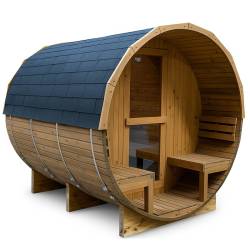 SAUNA OGRODOWA FIŃSKA BECZKA Z PIECEM TROMSO-HG-2 4-6 OSOBOWA 210x210 CM TROMSO-HG TROMSO-HG-2