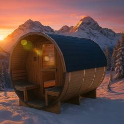 SAUNA OGRODOWA FIŃSKA BECZKA Z PIECEM TROMSO-HG-2 4-6 OSOBOWA 210x210 CM TROMSO-HG TROMSO-HG-2