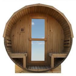 SAUNA OGRODOWA FIŃSKA BECZKA Z PIECEM TROMSO-HG-2 4-6 OSOBOWA 210x210 CM TROMSO-HG TROMSO-HG-2