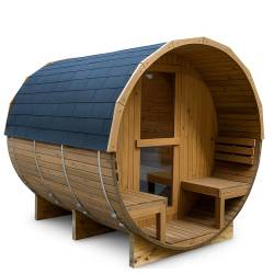 SAUNA OGRODOWA FIŃSKA BECZKA Z PIECEM TROMSO-HG-2 4-6 OSOBOWA 210x210 CM TROMSO-HG TROMSO-HG-2
