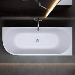 HYDROSAN WANNA WOLNOSTOJĄCA MERA2-509C2-R-P-GRBR BIAŁA PRZELEW SZCZOTKOWANA STAL