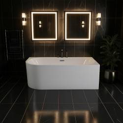 HYDROSAN WANNA WOLNOSTOJĄCA MERA2-509C2-R-P-GRBR BIAŁA PRZELEW SZCZOTKOWANA STAL
