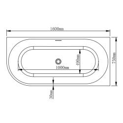 HYDROSAN WANNA WOLNOSTOJĄCA MERA2-509C2-R-P-GRBR BIAŁA PRZELEW SZCZOTKOWANA STAL