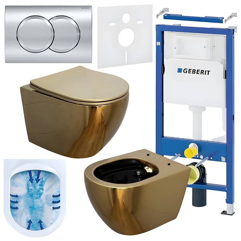 ZESTAW PODTYNKOWY WC STELAŻ GEBERIT DUOFIX MISKA MIZU-GL-BL-RIM-03 PRZYCISK DELTA 01 CHROM