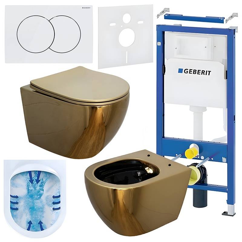ZESTAW PODTYNKOWY WC STELAŻ GEBERIT DUOFIX MISKA MIZU-GL-BL-RIM-03 PRZYCISK DELTA 01 BIAŁY