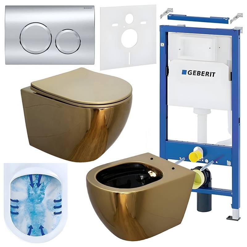 ZESTAW PODTYNKOWY WC STELAŻ GEBERIT DUOFIX MISKA MIZU-GL-BL-RIM-03 PRZYCISK DELTA 20 CHROM