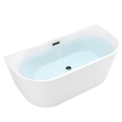 HYDROSAN WANNA PRZYŚCIENNA LENA2-527C2-P-BL BIAŁA PRZELEW CZARNY