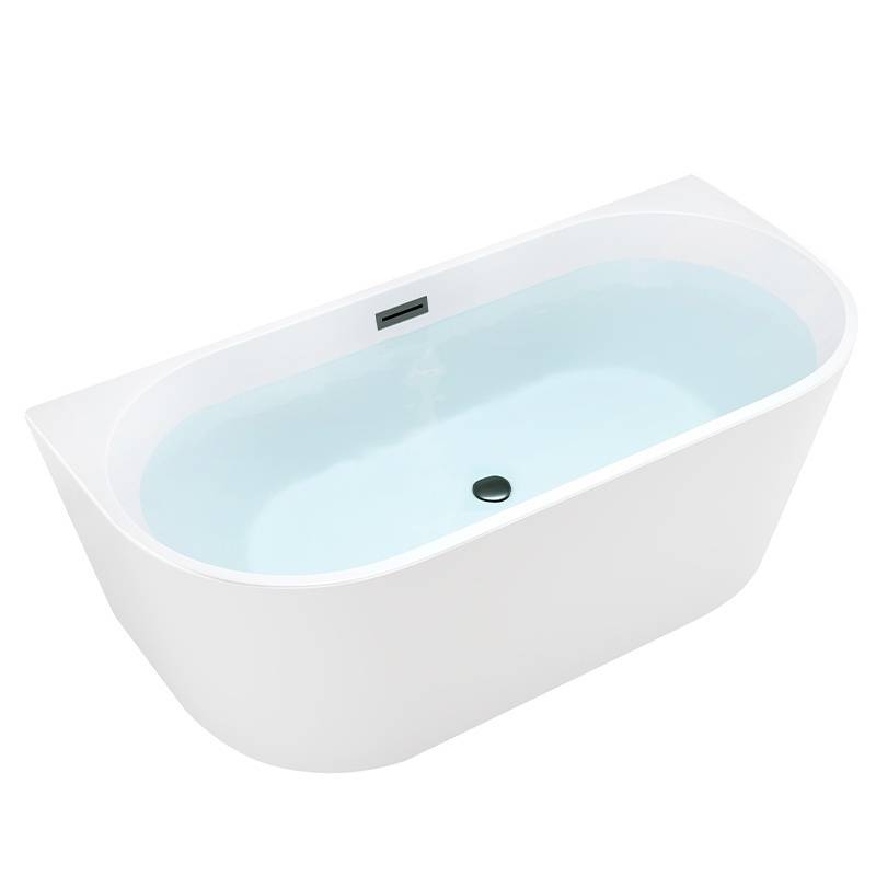 HYDROSAN WANNA PRZYŚCIENNA LENA2-527C2-P-BL BIAŁA PRZELEW CZARNY