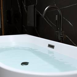 HYDROSAN WANNA PRZYŚCIENNA LENA2-527C2-P-BL BIAŁA PRZELEW CZARNY