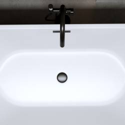 HYDROSAN WANNA PRZYŚCIENNA LENA2-527C2-P-BL BIAŁA PRZELEW CZARNY