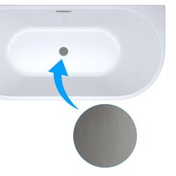 HYDROSAN WANNA PRZYŚCIENNA LENA2-527C2-P-GR-BR BIAŁA PRZELEW SZCZOTKOWANA STAL