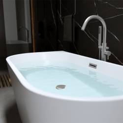 HYDROSAN WANNA PRZYŚCIENNA LENA2-527C2-P-GR-BR BIAŁA PRZELEW SZCZOTKOWANA STAL