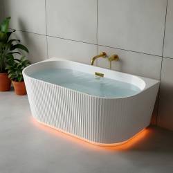 HYDROSAN WANNA WOLNOSTOJĄCA CARLO2-517D2-P-GR-BR BIAŁA PRZELEW SZCZOTKOWANA STAL