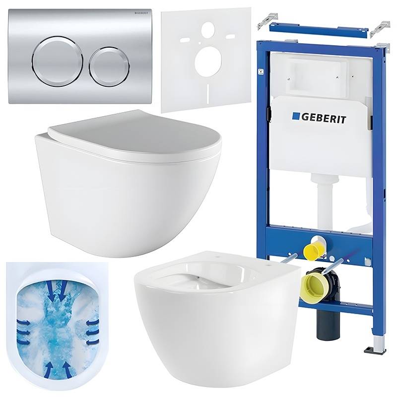 ZESTAW PODTYNKOWY WC STELAŻ GEBERIT DUOFIX MISKA PURO-WH-02 PRZYCISK DELTA 20 CHROM